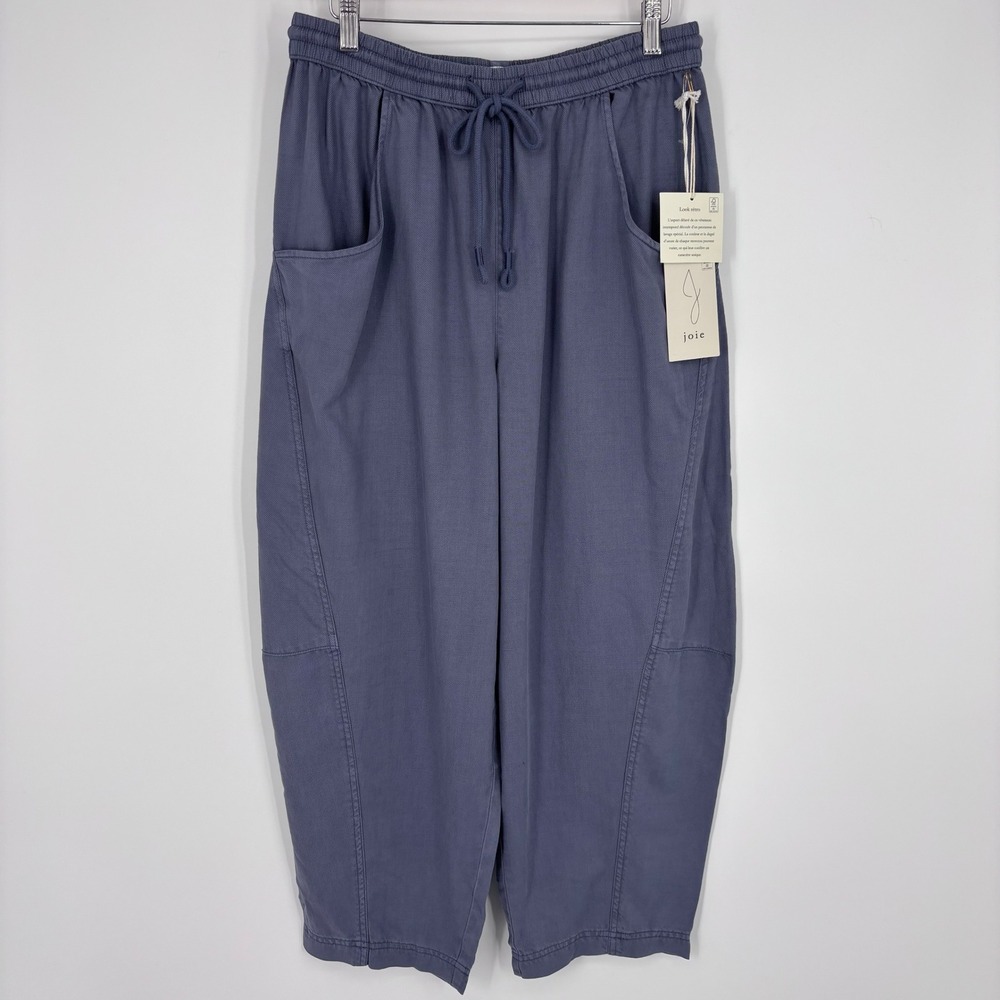 Joie Lyocell Cotton Blend Barrel Leg Drawstring Crop Pants Women Medium Blue NEW